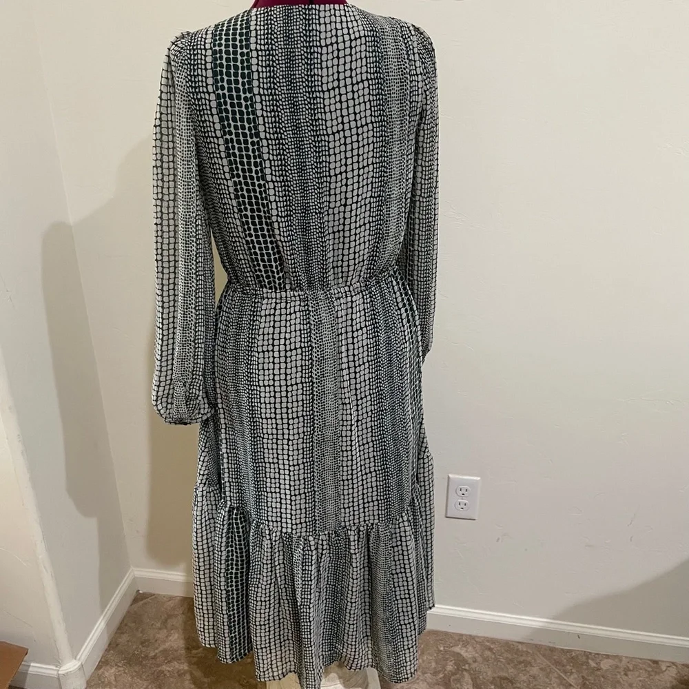 Banana Republic- Flounce Hem Chiffon V- Neck Dress - Picture 2 of 16